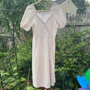 Madewell cotton linen Cream Puff Sleeve Sundress with buttons size 4